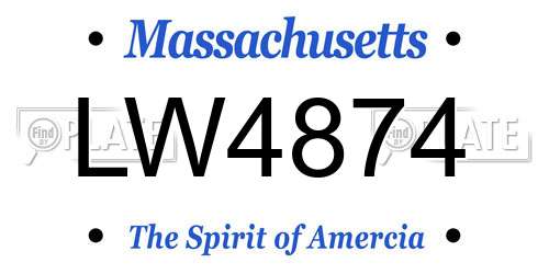 LW4874 Massachusetts License Plate