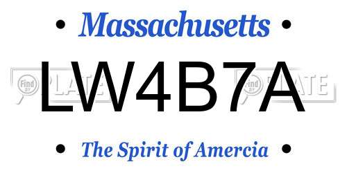 LW4B7A Massachusetts License Plate