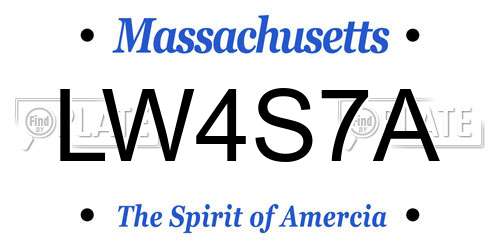 LW4S7A Massachusetts License Plate