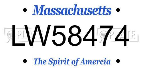 LW58474 Massachusetts License Plate