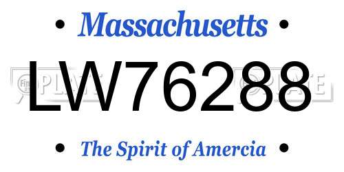LW76288 Massachusetts License Plate