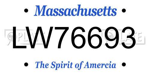 LW76693 Massachusetts License Plate