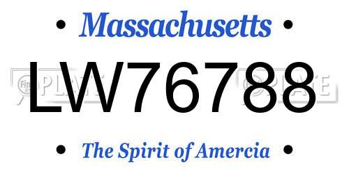 LW76788 Massachusetts License Plate