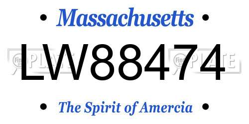 LW88474 Massachusetts License Plate