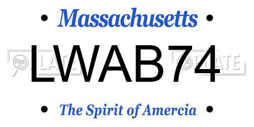 LWAB74 Massachusetts License Plate