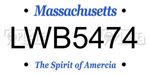 LWB5474 Massachusetts License Plate