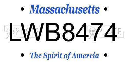 LWB8474 Massachusetts License Plate