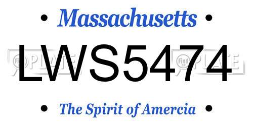 LWS5474 Massachusetts License Plate