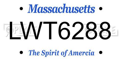 LWT6288 Massachusetts License Plate