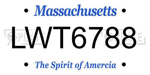 LWT6788 Massachusetts License Plate