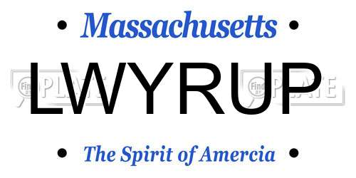 LWYRUP Massachusetts License Plate