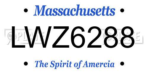 LWZ6288 Massachusetts License Plate
