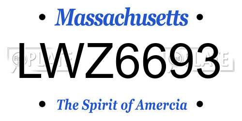 LWZ6693 Massachusetts License Plate