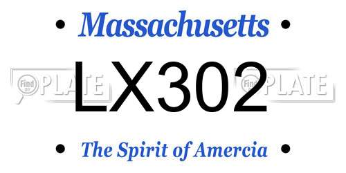 LX302 Massachusetts License Plate