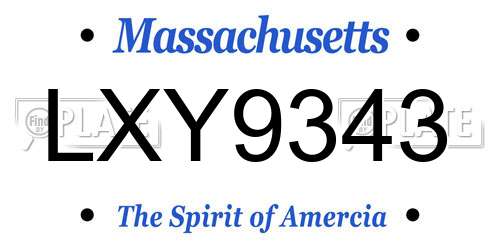 LXY9343 Massachusetts License Plate