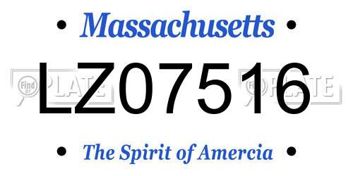 LZ07516 Massachusetts License Plate