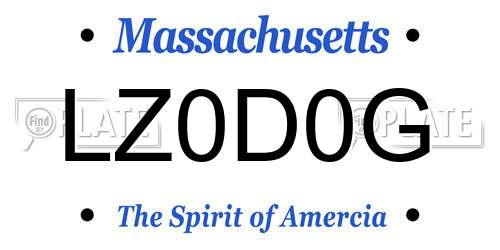 LZ0D0G Massachusetts License Plate