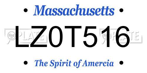 LZ0T516 Massachusetts License Plate