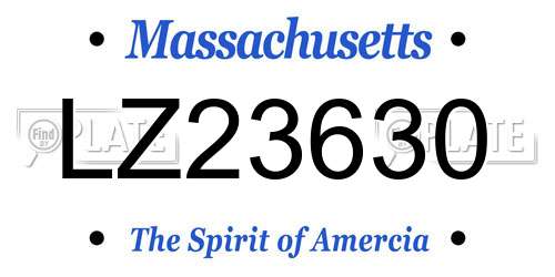 LZ23630 Massachusetts License Plate