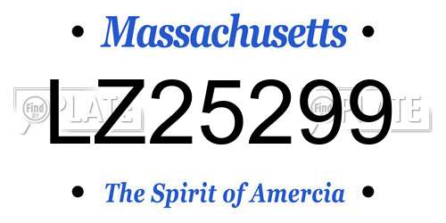 LZ25299 Massachusetts License Plate