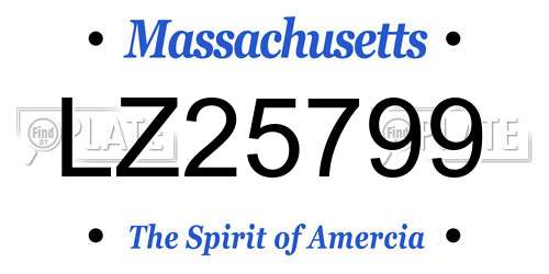 LZ25799 Massachusetts License Plate