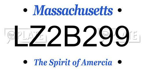 LZ2B299 Massachusetts License Plate