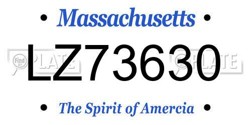 LZ73630 Massachusetts License Plate
