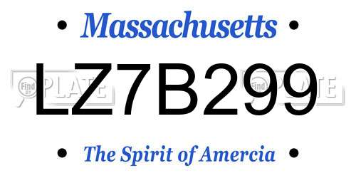 LZ7B299 Massachusetts License Plate