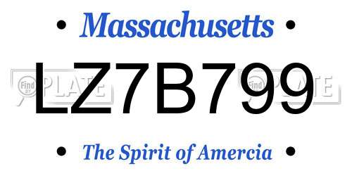 LZ7B799 Massachusetts License Plate