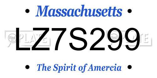 LZ7S299 Massachusetts License Plate