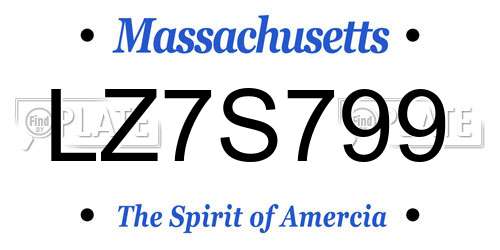 LZ7S799 Massachusetts License Plate