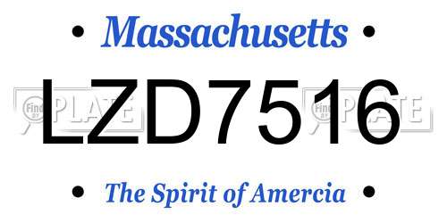 LZD7516 Massachusetts License Plate