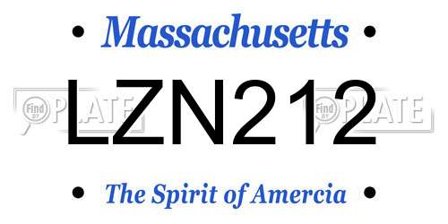 LZN212 Massachusetts License Plate