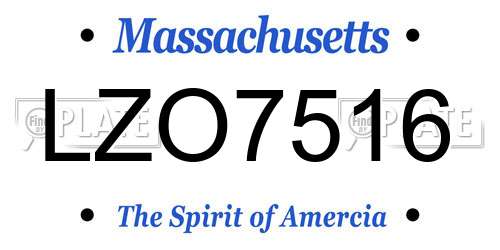 LZO7516 Massachusetts License Plate