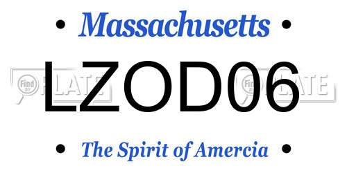 LZOD06 Massachusetts License Plate