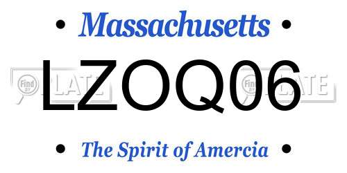 LZOQ06 Massachusetts License Plate