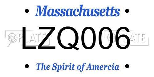 LZQ006 Massachusetts License Plate