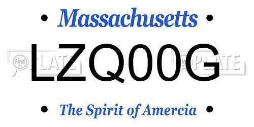 LZQ00G Massachusetts License Plate