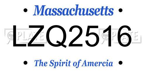 LZQ2516 Massachusetts License Plate