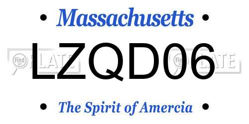 LZQD06 Massachusetts License Plate