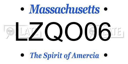 LZQO06 Massachusetts License Plate