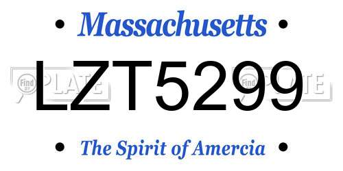 LZT5299 Massachusetts License Plate
