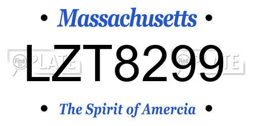 LZT8299 Massachusetts License Plate
