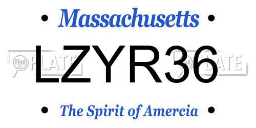 LZYR36 Massachusetts License Plate