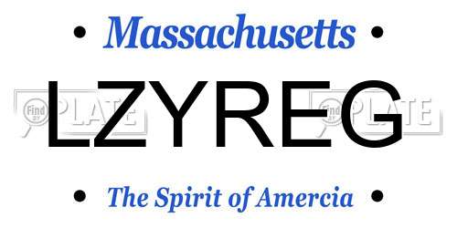 LZYREG Massachusetts License Plate