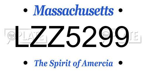 LZZ5299 Massachusetts License Plate