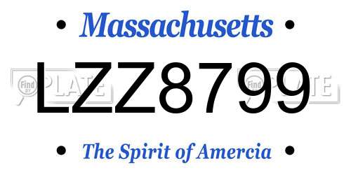 LZZ8799 Massachusetts License Plate