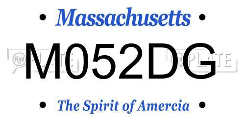 M052DG Massachusetts License Plate