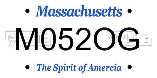 M052OG Massachusetts License Plate