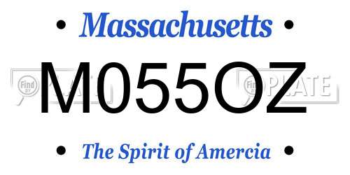 M055OZ Massachusetts License Plate